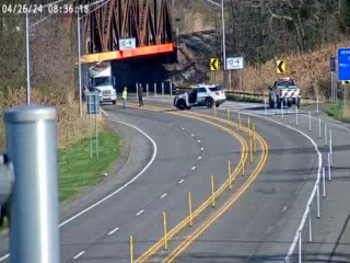 Truck has struck the railroad bridge